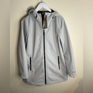 Eddie Bauer WR Vista Parka Light Gray Hooded Zip Up Jacket NWT